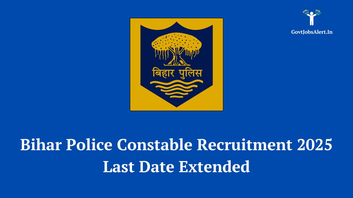 Bihar Police logo with text announcing the extension of the 2025 Constable recruitment application deadline to April 25.