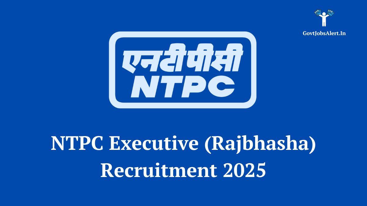 NTPC logo with text 'Executive (Rajbhasha) Recruitment 2025 - 15 Vacancies Open'