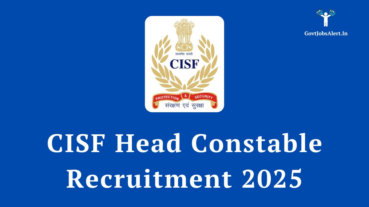 CISF Head Constable Recruitment 2025 for 403 vacancies under Sports Quota - Apply Online