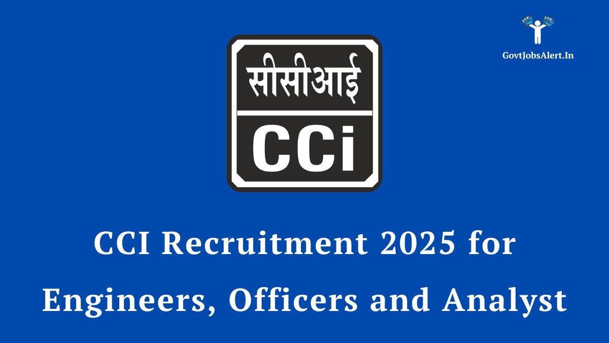 Logo of Cement Corporation of India (CCI) with text announcing the CCI Recruitment 2025 for 29 posts of Engineer, Officer, and Analyst.