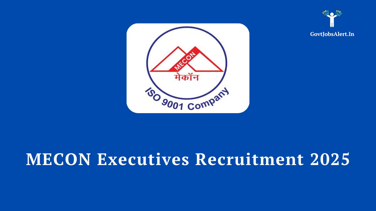 MECON Executives Recruitment 2025 - Online application for Manager and Deputy Manager posts. Check eligibility, salary, and important dates.