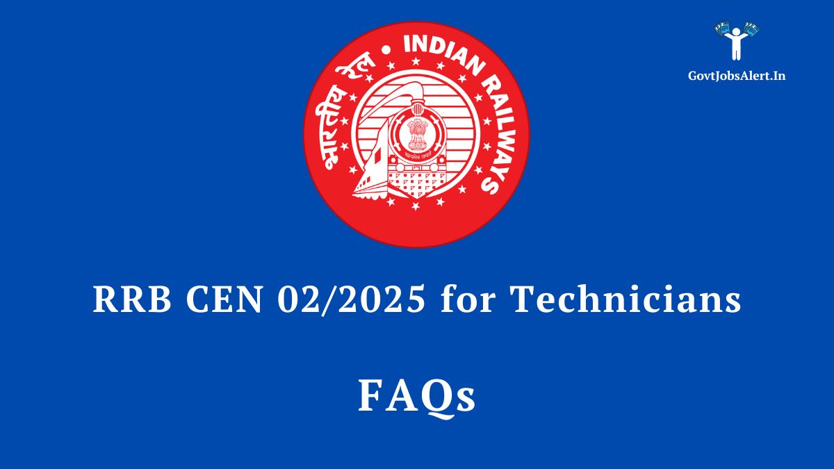 A graphic showing the Indian Railways logo and text that reads "RRB Technician Recruitment 2025: Official FAQs Released."