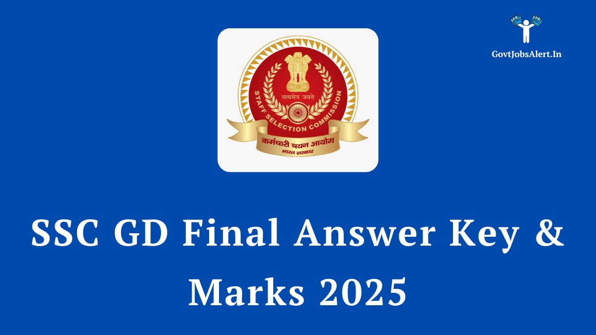 A graphic showing the SSC logo with text "SSC GD Constable 2025 Final Answer Key & Marks Out".