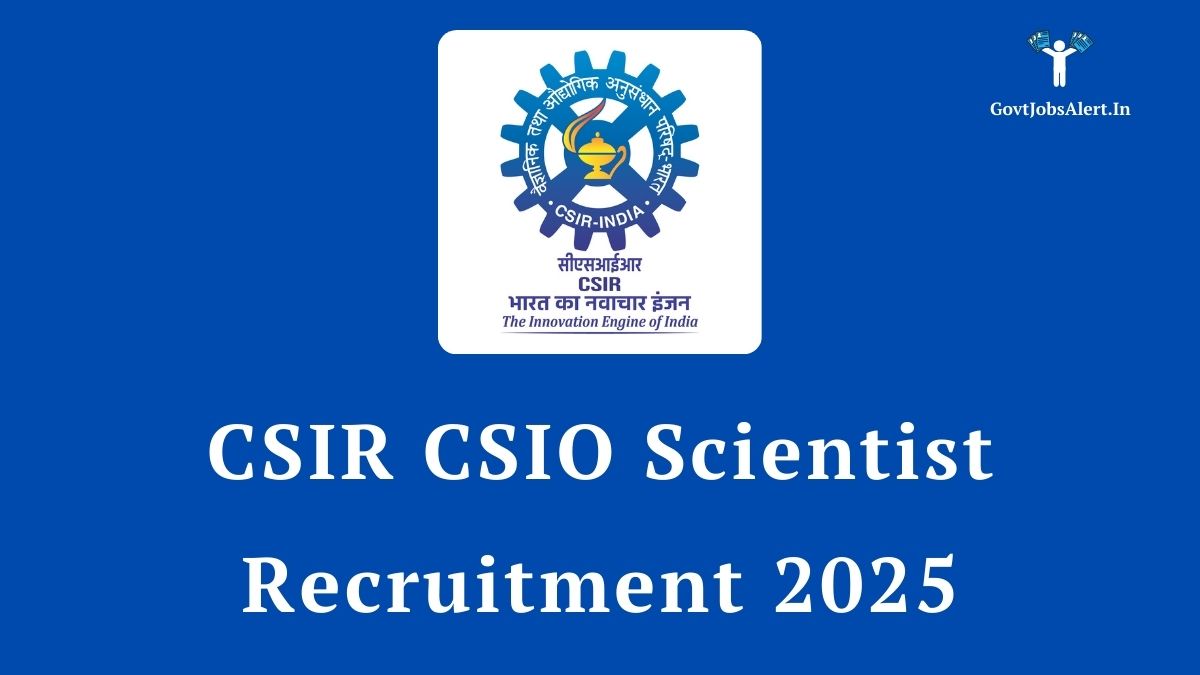 CSIR CSIO Scientist Recruitment 2025 notification banner, showcasing the opportunity for a research career in science and technology with 17 vacancies.