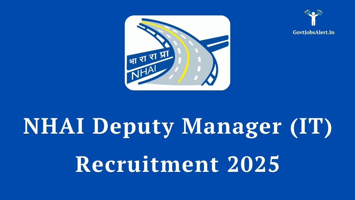 NHAI Deputy Manager (IT) Recruitment 2025 announcement banner, showing the NHAI logo against a backdrop of a modern highway, with text highlighting the 12 vacancies and application via GATE 2025 score.