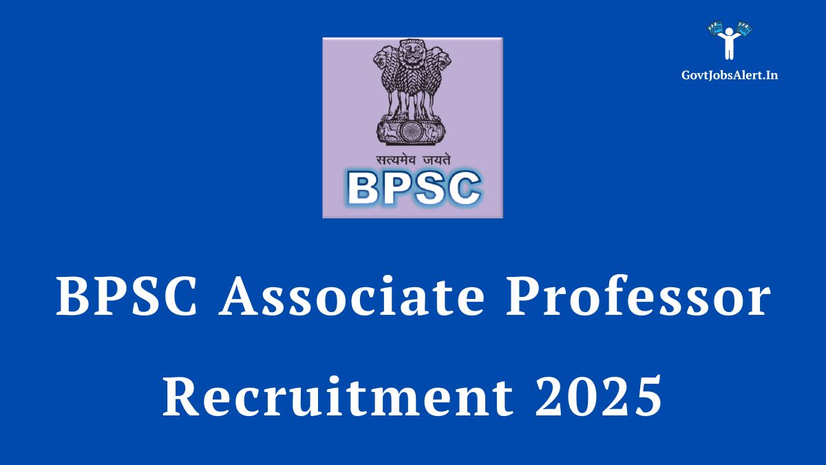 BPSC Associate Professor Recruitment 2025 Notification - Featured image with BPSC logo. Apply for 539 vacancies in Bihar.