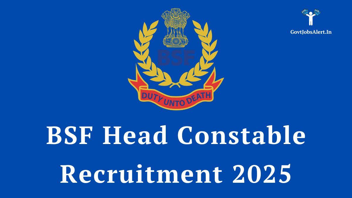BSF Head Constable Recruitment 2025 notification details, featuring the BSF logo on a blue background.