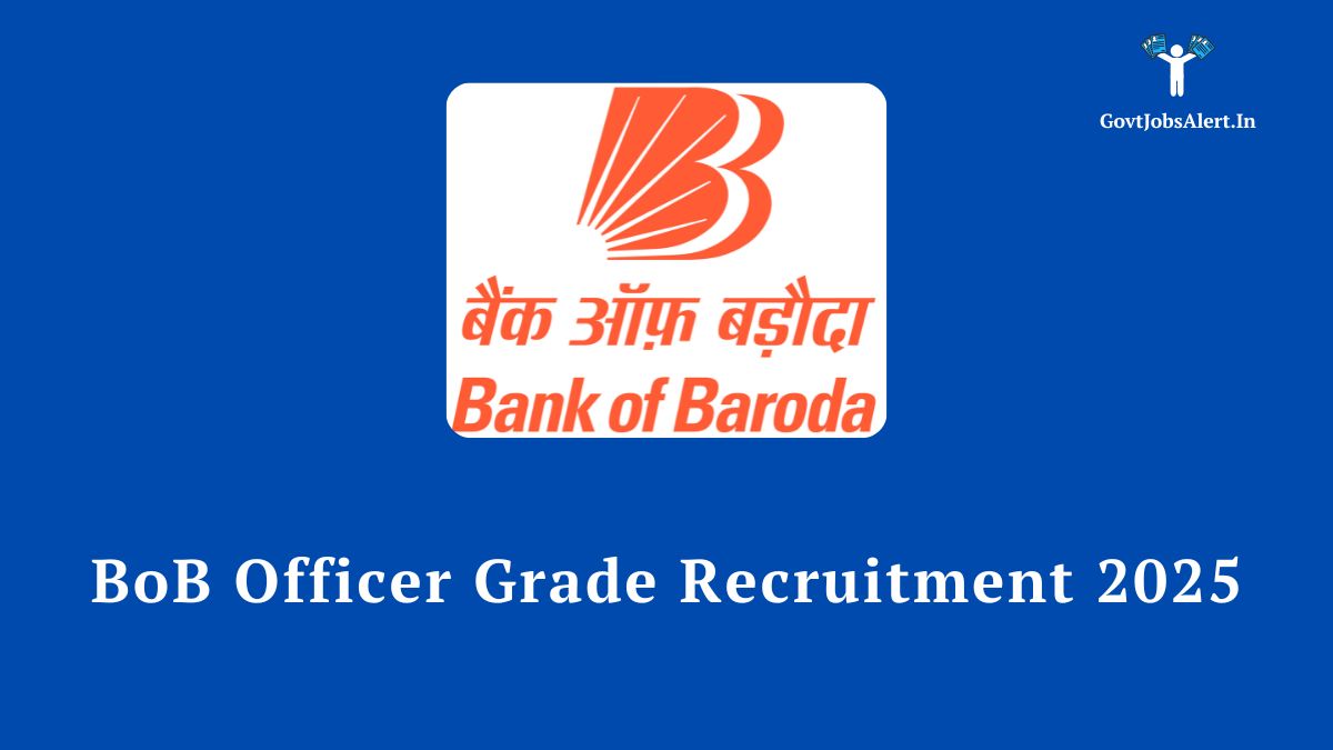 BoB Officer Grade Recruitment 2025 notification for 417 Manager and Officer vacancies, featuring the Bank of Baroda logo.