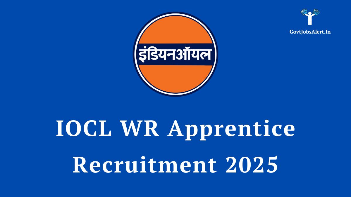 The official logo for the IOCL WR Apprentice Recruitment 2025, featuring the IndianOil logo against a blue background.