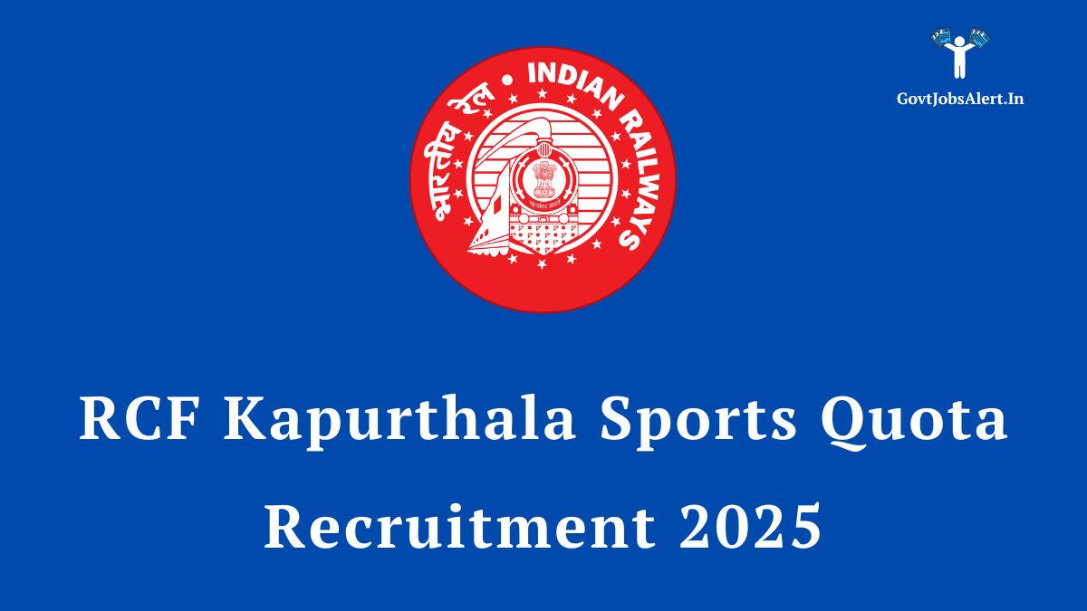 RCF Kapurthala Sports Quota Recruitment 2025 announcement banner with Indian Railways logo.