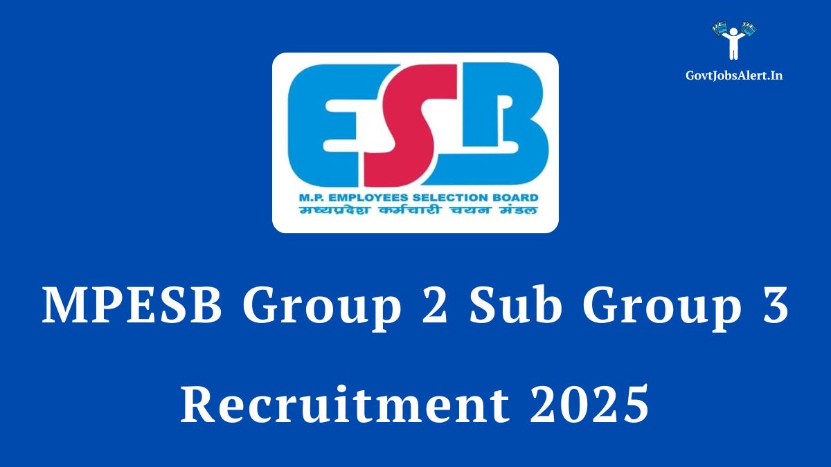 MPESB Group 2 Sub Group 3 Recruitment 2025 Notification for 454 government job vacancies in Madhya Pradesh.