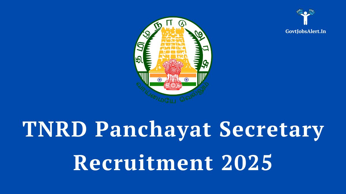 A graphic announcing the TNRD Panchayat Secretary Recruitment 2025, detailing the 1483 available vacancies for 10th pass candidates in Tamil Nadu.