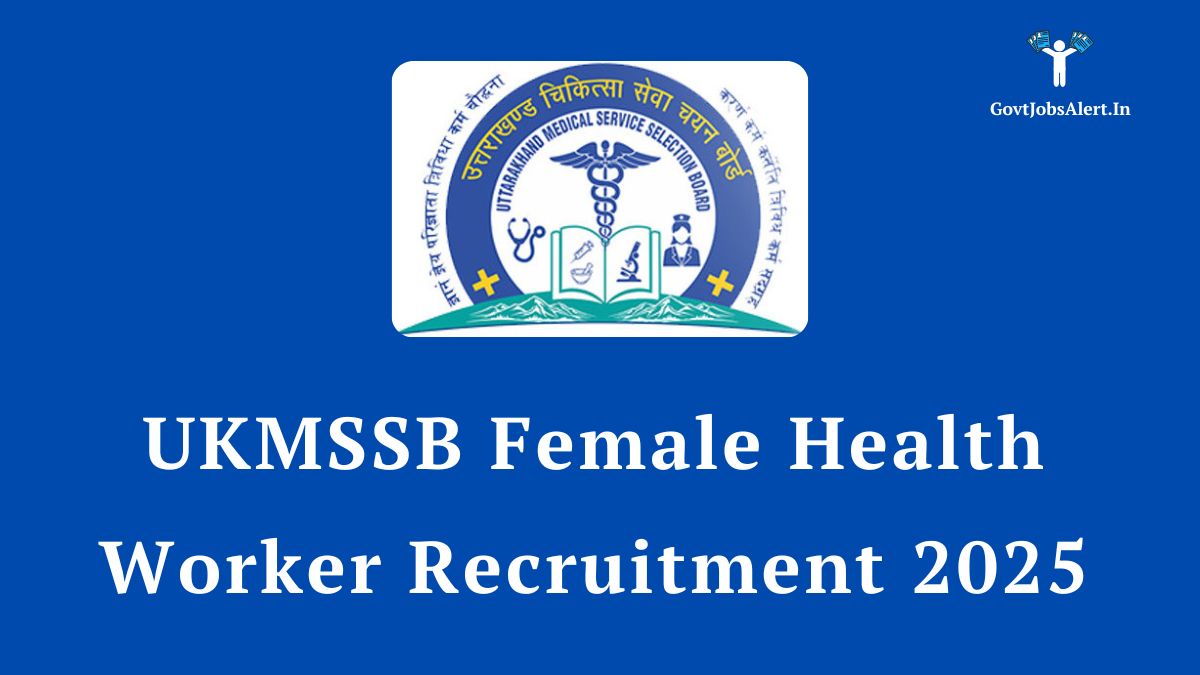 UKMSSB Female Health Worker Recruitment 2025 Notification 180 Vacancies