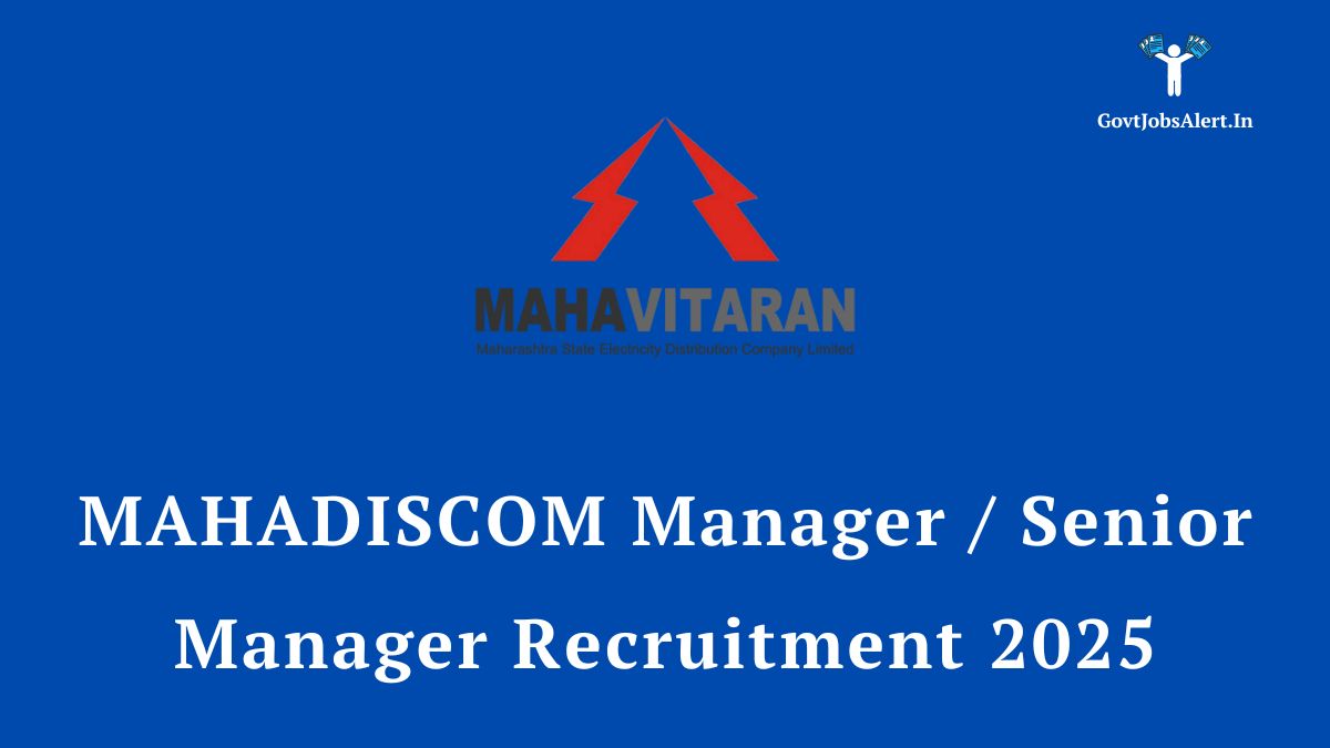MAHADISCOM Recruitment 2025 Notification Manager / Senior Manager