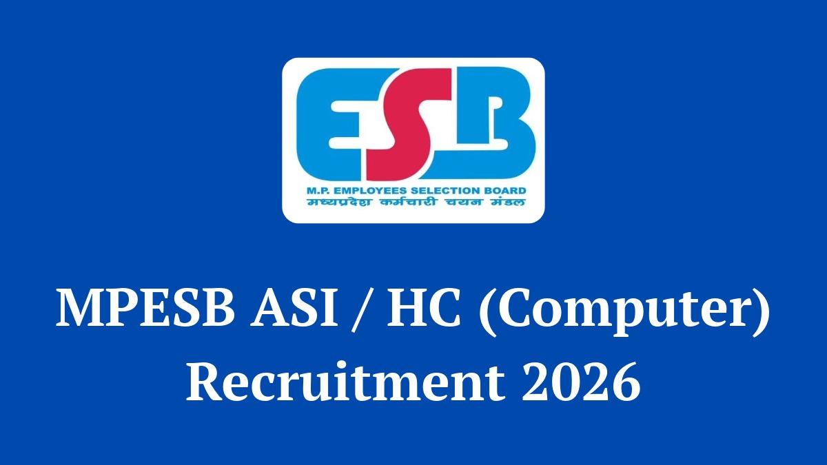 MPESB ASI and Head Constable Computer Recruitment 2026