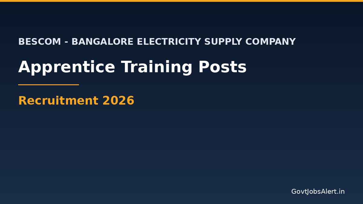 BESCOM Apprentice Recruitment 2026 notification for 520 apprentice training posts in Karnataka with stipend details and application information