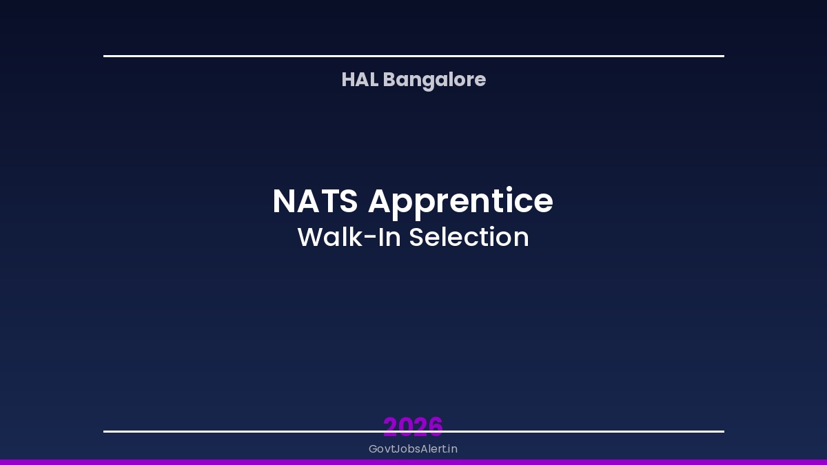 HAL Apprentice Recruitment 2026 walk-in for NATS apprenticeship training for engineering graduates diploma and non-engineering graduates at Bangalore