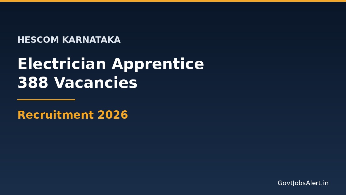 HESCOM Apprentice Recruitment 2026 notification for 388 ITI Electrician Trainee posts in Karnataka