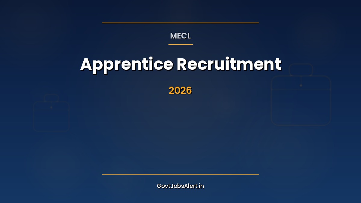 MECL apprentice recruitment announcement showcasing positions across Graduate, Technician, and Trade apprenticeship categories in mining, geology, mechanical, and electrical disciplines with monthly stipend information.