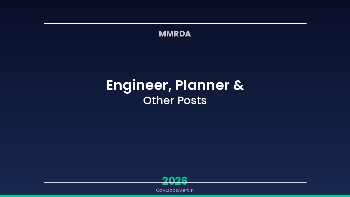 MMRDA Recruitment 2026 notification for 235 vacancies including Assistant Engineer, Deputy Planner, Surveyor and other posts