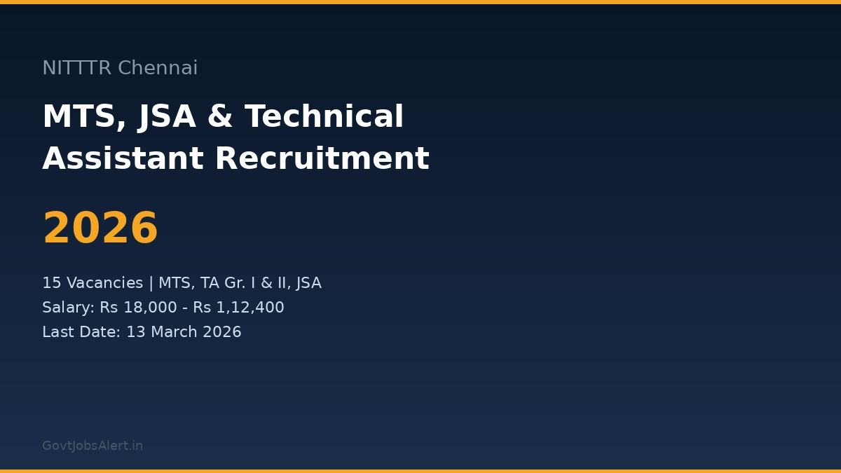NITTTR Chennai recruitment 2026 notification for 15 MTS JSA and Technical Assistant vacancies