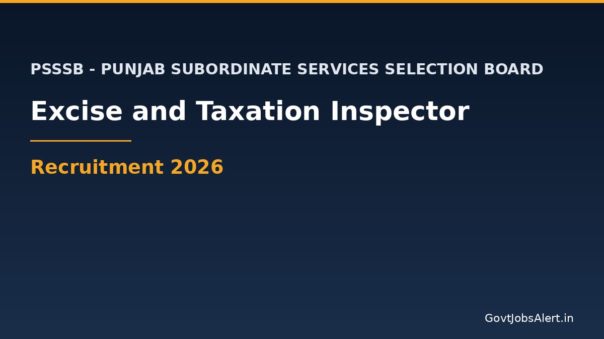 PSSSB Excise and Taxation Inspector Recruitment 2026 notification for 197 posts in Punjab with salary and eligibility details