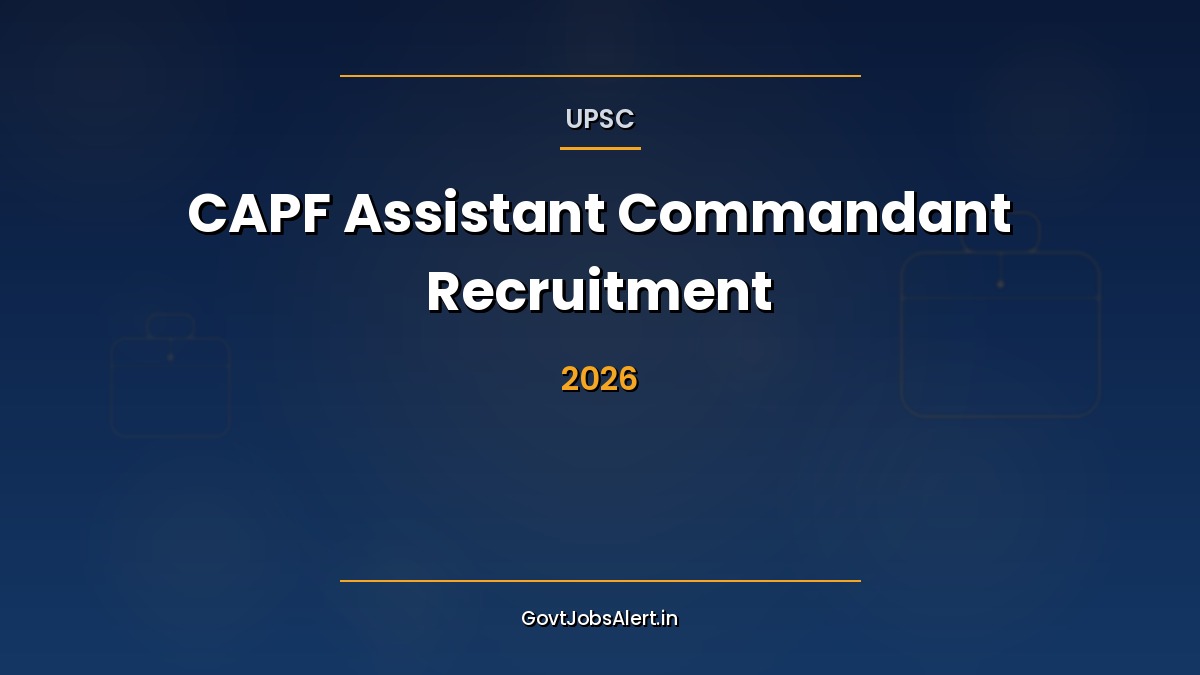 UPSC CAPF AC Recruitment 2026: Apply Online for 349 Assistant ...