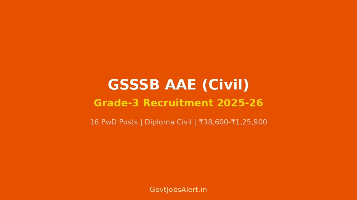 GSSSB AAE Civil Recruitment 2025-26 — 16 PwD Vacancies