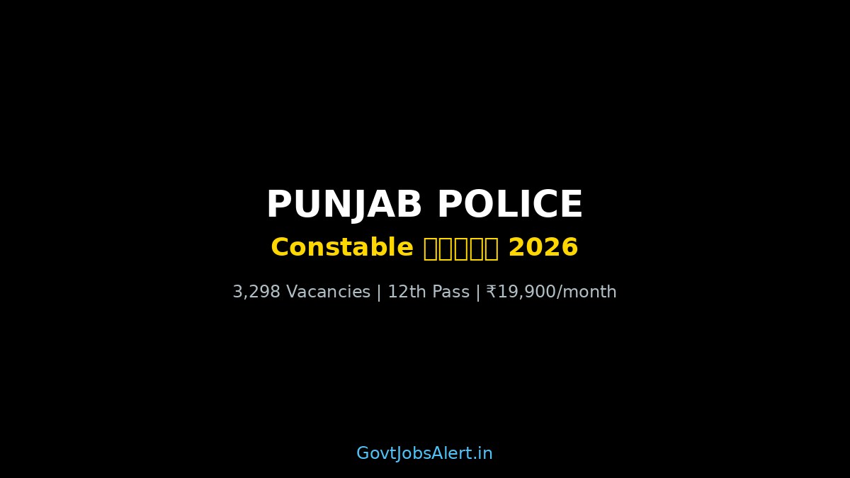 Punjab Police Constable Recruitment 2026 Notification - 3298 Vacancies