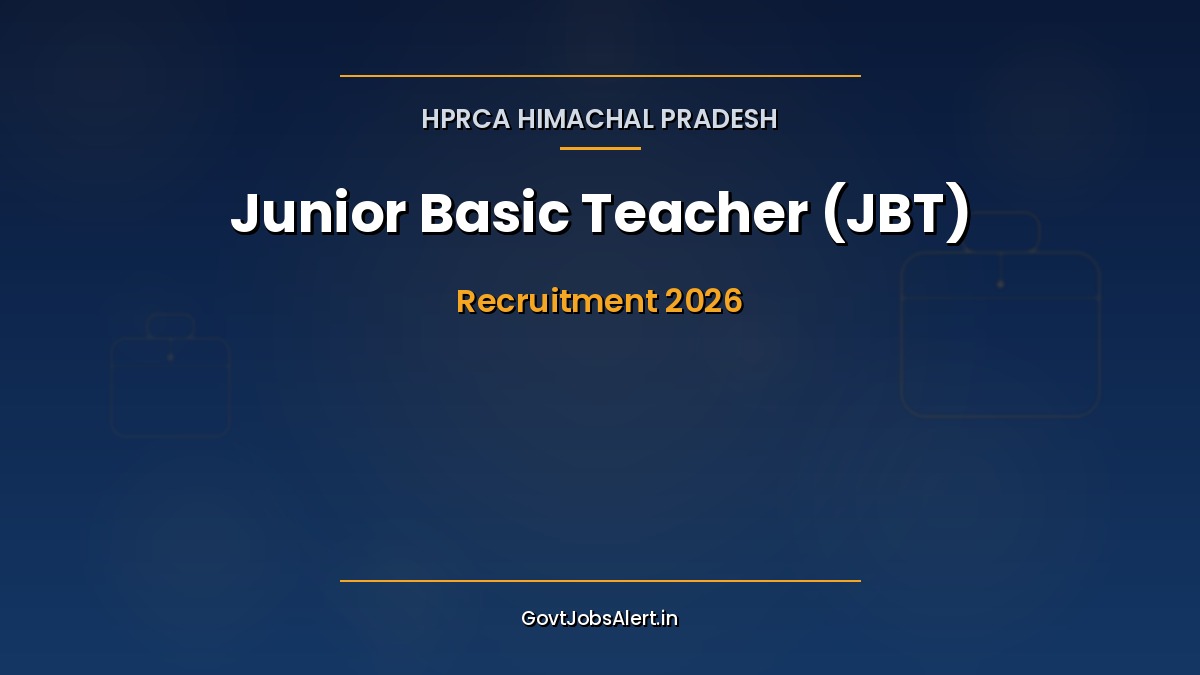 HPRCA Junior Basic Teacher Recruitment 2026 notification for 600 JBT posts in Himachal Pradesh
