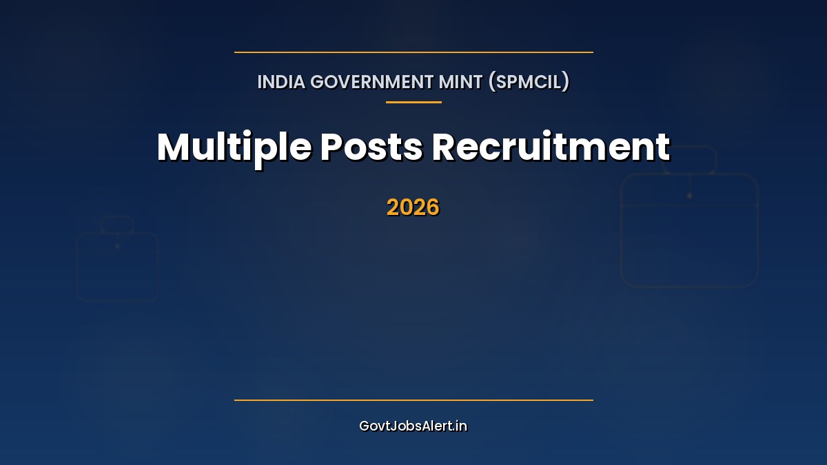 IGM SPMCIL Multiple Posts Recruitment 2026 notification for 94 Supervisor Junior Technician and other vacancies
