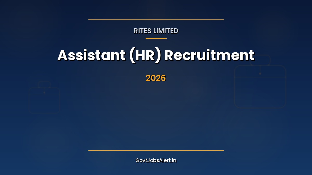 RITES Assistant HR Recruitment 2026 notification – 15 posts, pay scale ₹20,000-₹66,000, CTC ₹8.16 lakhs