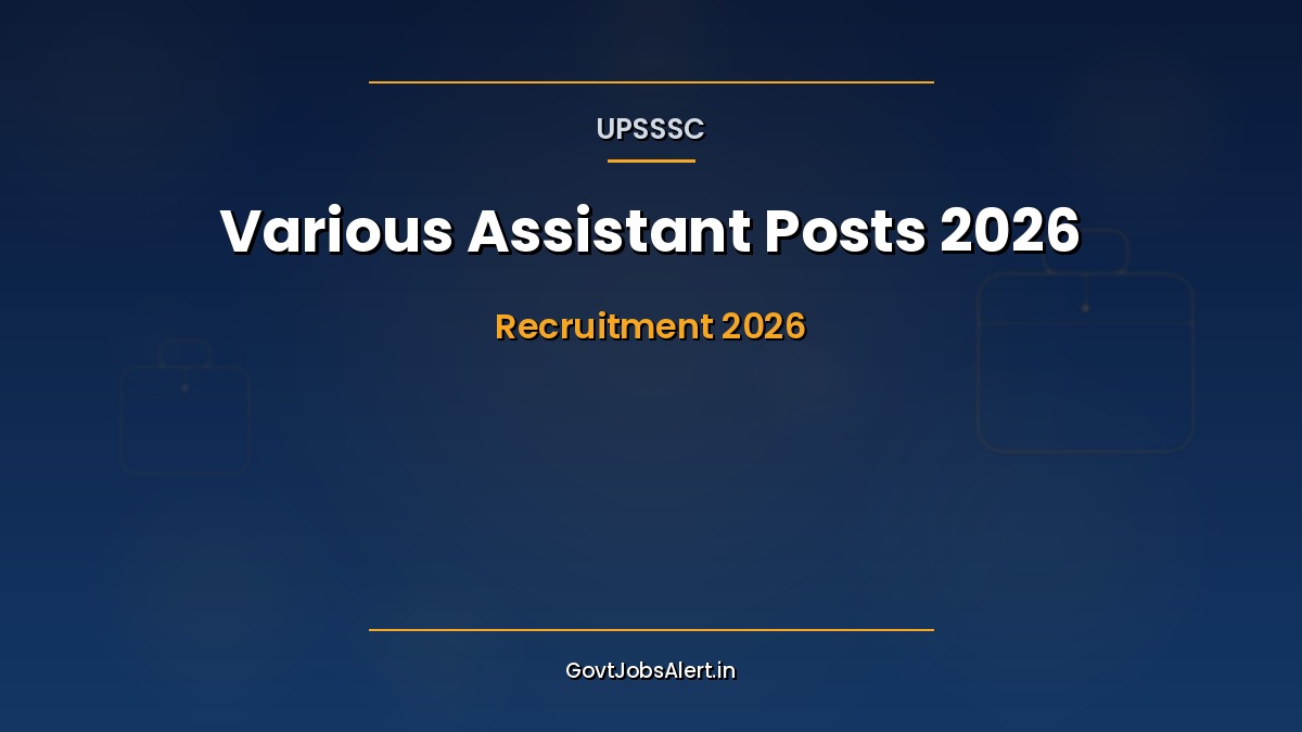 UPSSSC Various Assistant Posts 2026 recruitment notification banner showing 115 vacancies with salary and application deadline