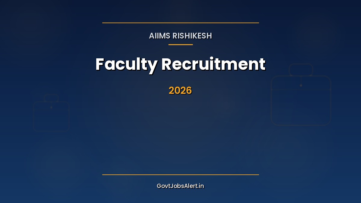 AIIMS Rishikesh Faculty Recruitment 2026 notification banner for 119 Group-A posts of Professor, Additional Professor, Associate Professor and Assistant Professor with pay Level 12 to 14-A apply online by 18 May 2026
