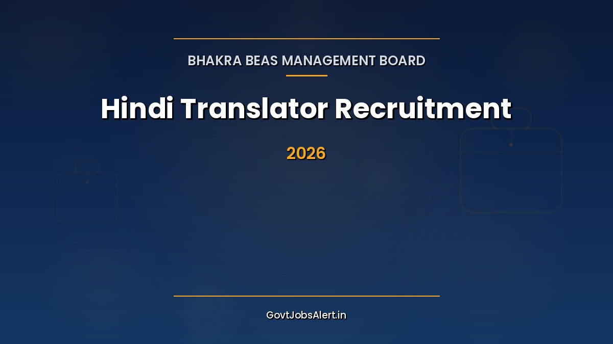 BBMB Hindi Translator Recruitment 2026 notification showing 6 vacancies, Pay Level 6, salary up to 1,12,400, last date 19 April 2026
