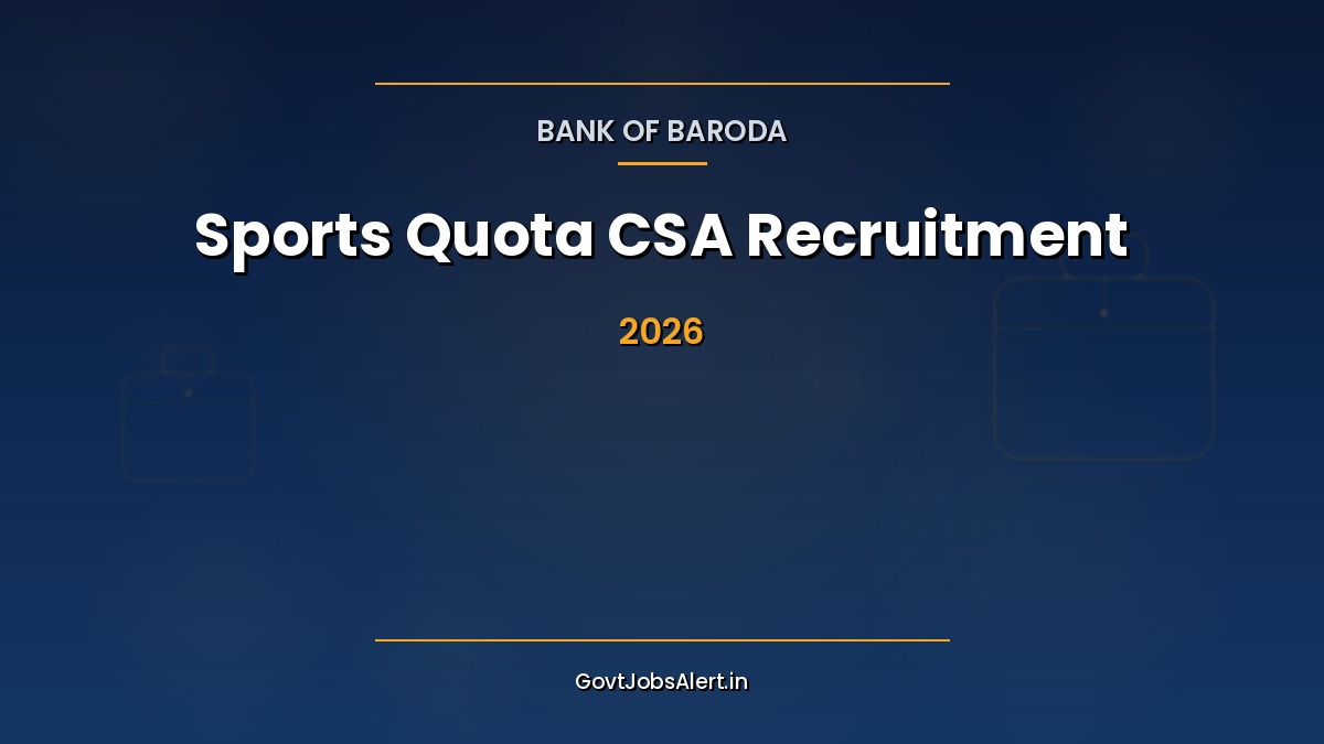 BoB Sports Quota Recruitment 2026 notification for 30 Bank of Baroda Customer Service Associate vacancies in Cricket, Kabaddi, Football, Table Tennis