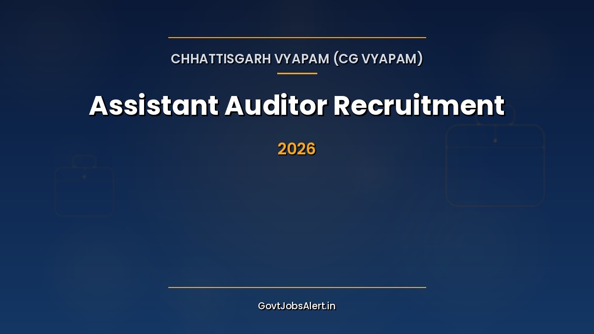 CGPSC Assistant Auditor Recruitment 2026 notification image showing 69 Sub Auditor vacancies under CG Vyapam COSA26 with apply online details on GovtJobsAlert.in