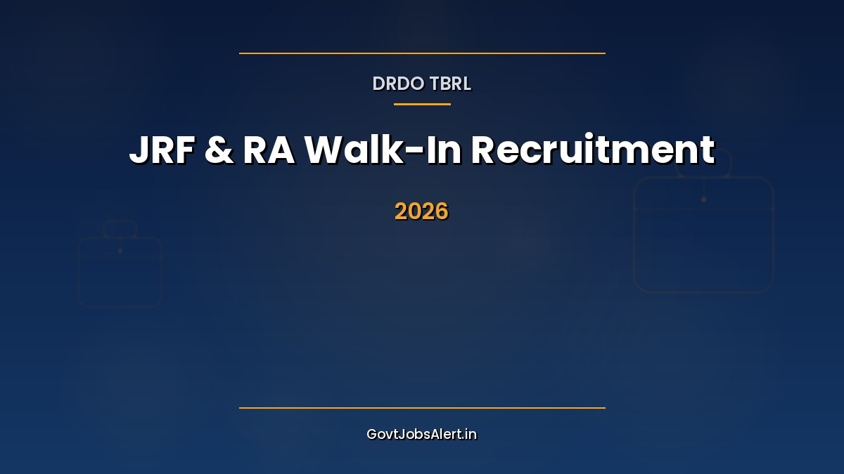 DRDO Terminal Ballistics Research Laboratory JRF and RA walk-in recruitment 2026 notification, 14 research positions in engineering and science specialisations