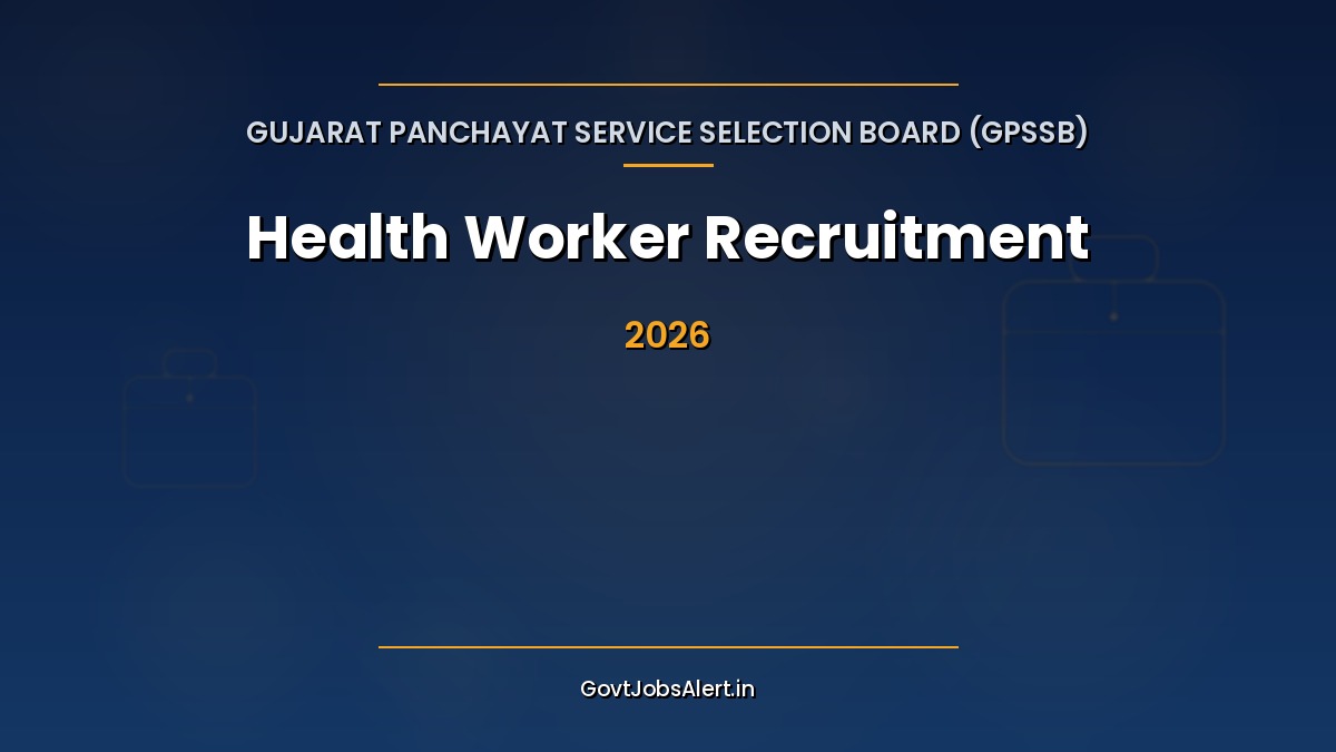 GPSSB Health Worker Recruitment 2026 notification image showing 2,368 Male and Female Health Worker vacancies in Gujarat with apply online details on GovtJobsAlert.in