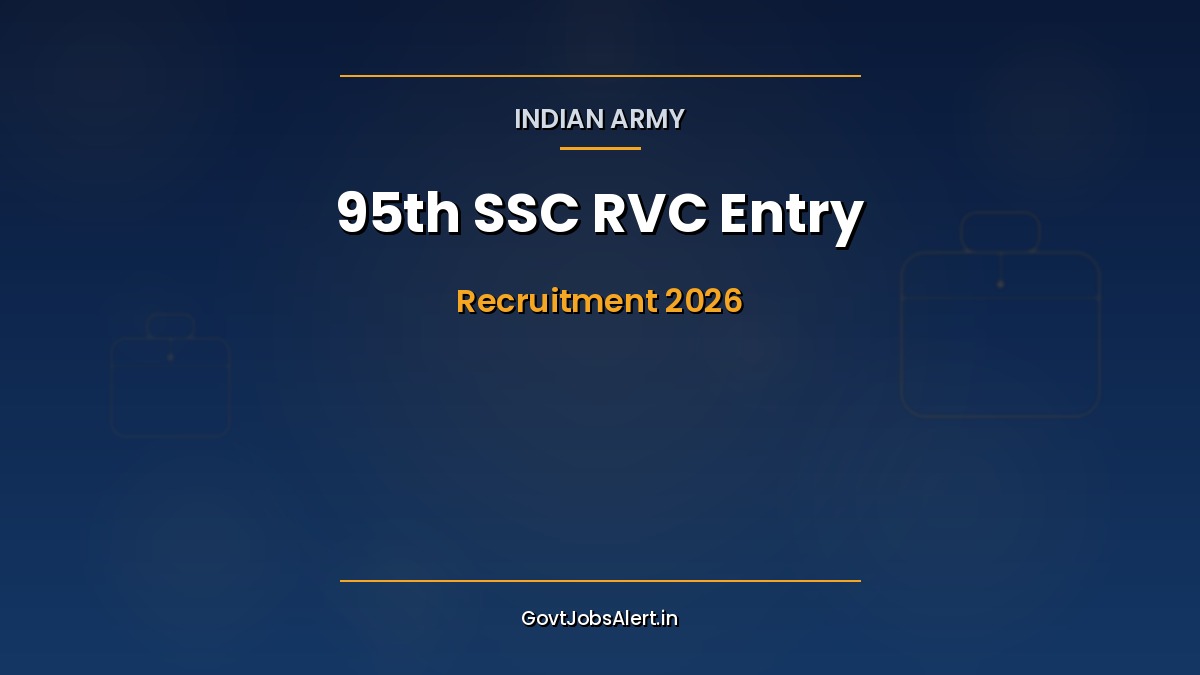 Indian Army 95th SSC RVC Entry 2026 notification for 20 Veterinary Officer posts for Men and Women