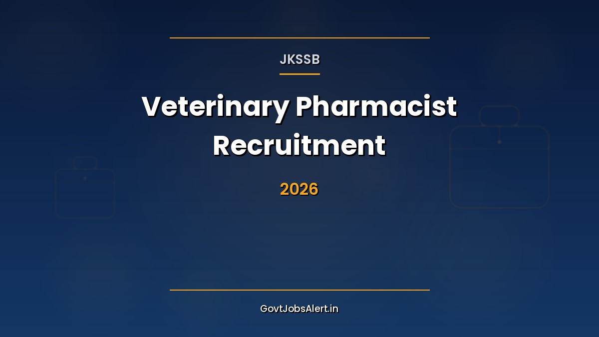 JKSSB Veterinary Pharmacist 2026 recruitment notification — 146 vacancies across Jammu and Kashmir districts, salary ₹25,500–₹81,100