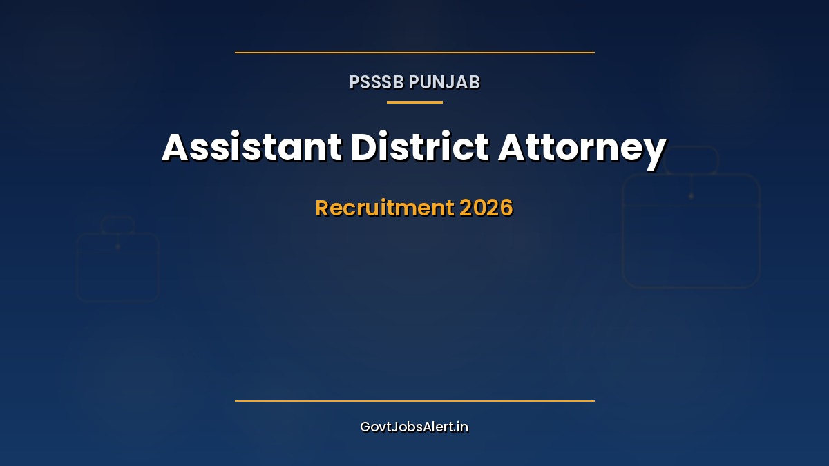 PSSSB Assistant District Attorney ADA Recruitment 2026 Punjab 170 vacancies apply online law graduate