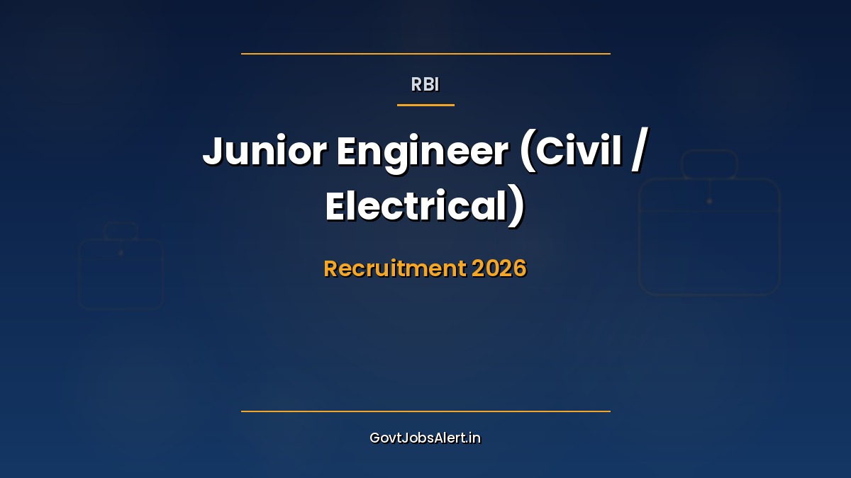 RBI JE Recruitment 2026 notification poster for 11 Junior Engineer Civil and Electrical posts with starting gross salary Rs 91,309 apply online by 06 May 2026