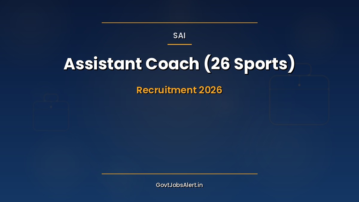 SAI Assistant Coach Recruitment 2026 notification poster for 323 posts across 26 sports disciplines with pay ₹35,400 to ₹1,12,400 apply online by 21 April 2026