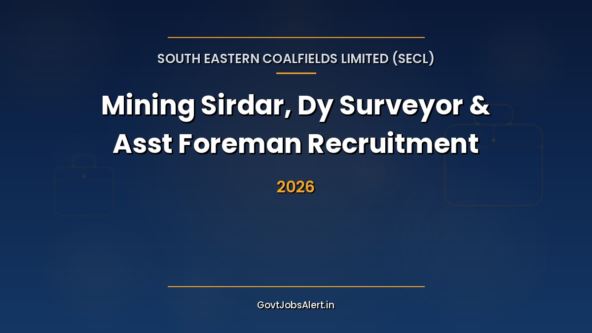 SECL Recruitment 2026 notification for 1,055 Mining Sirdar, Dy Surveyor, and Assistant Foreman Grade-C posts in Chhattisgarh