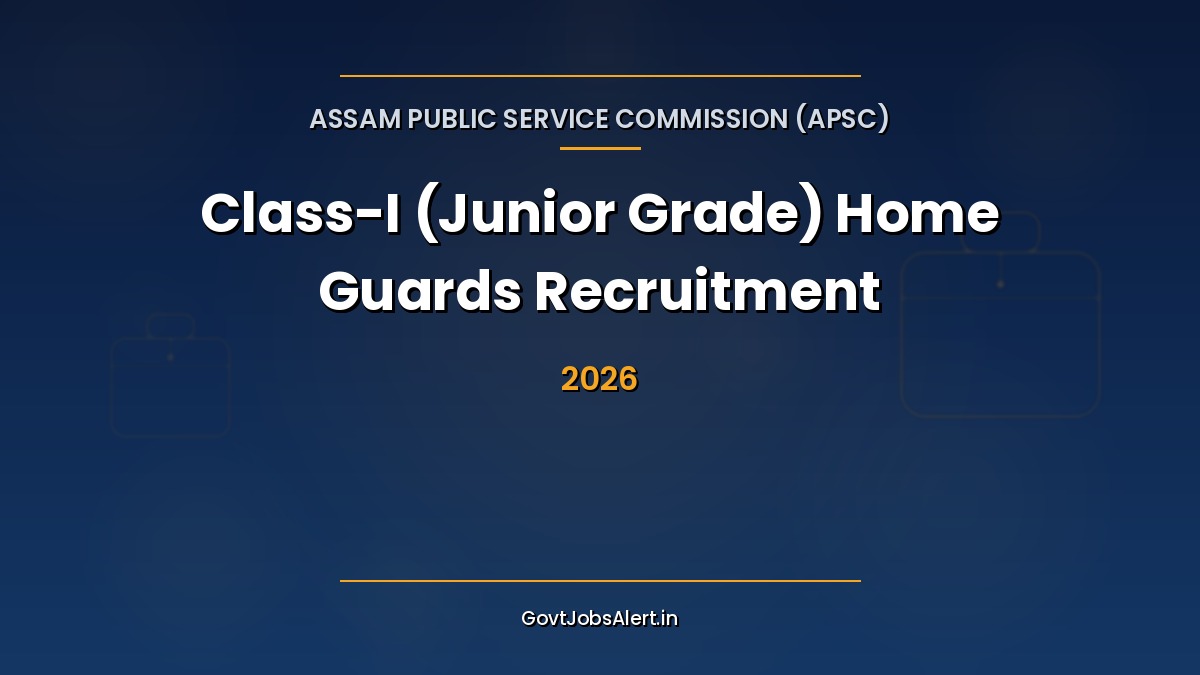 Assam PSC Class-I Junior Grade Home Guards Recruitment 2026 notification poster — 22 officer-cadre vacancies under Home and Political Department