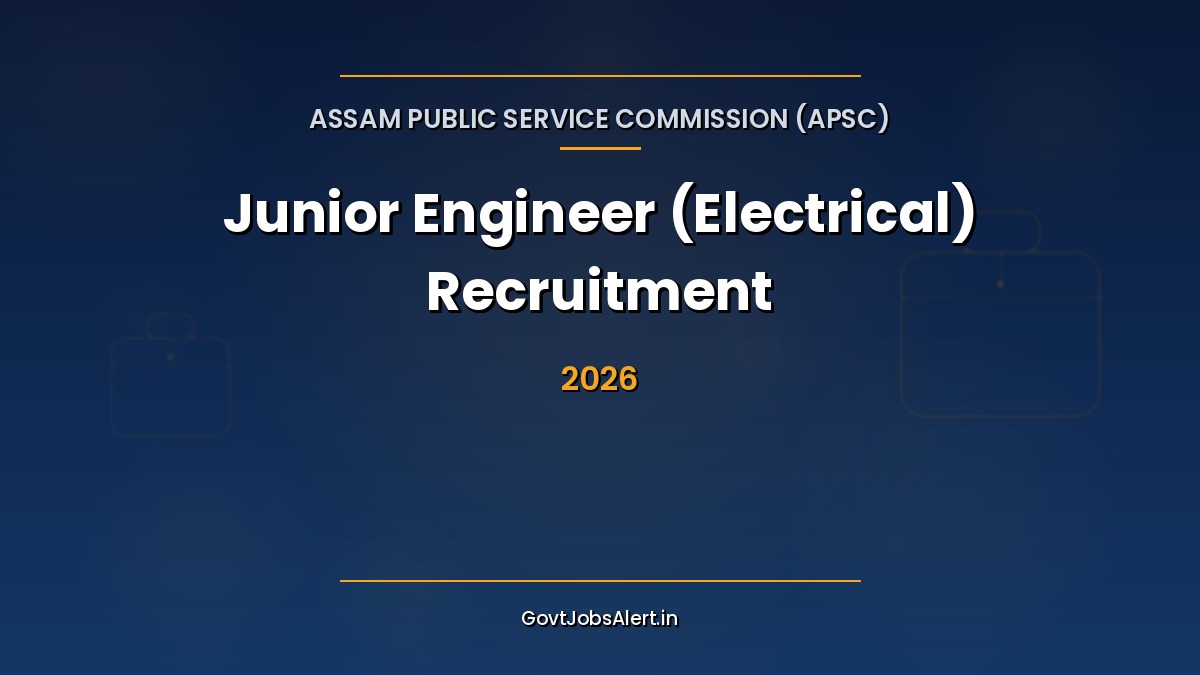 Assam PSC JE Electrical Recruitment 2026 notification poster — 53 Junior Engineer Electrical vacancies in PWD Building & NH Department