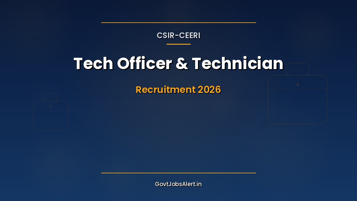 CSIR CEERI Technical Officer and Technician Recruitment 2026 notification banner for 22 posts at Pilani Rajasthan with Pay Levels 2 and 7