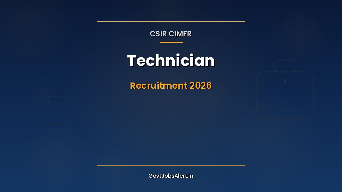 CSIR CIMFR Technician Recruitment 2026 notification banner for 30 ITI Pay Level 2 posts at Dhanbad