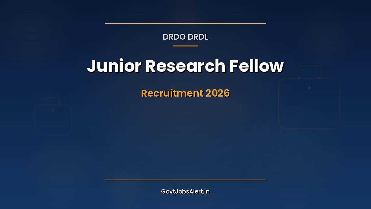 DRDO DRDL JRF Recruitment 2026 notification poster showing 16 Junior Research Fellow vacancies and June walk-in interview in Hyderabad